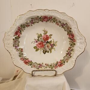James Kent Old Foley Harmony Rose Oval Serving Bowl England 10.5"